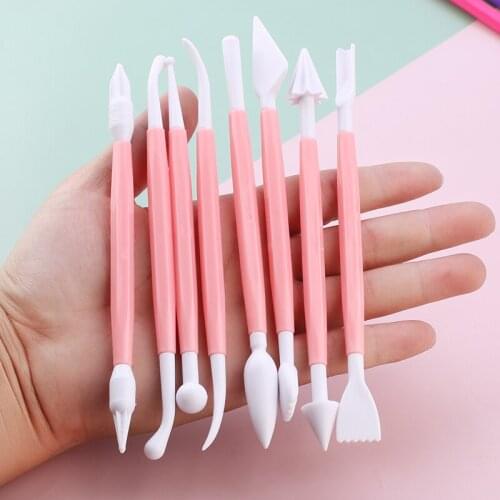 8pcs Cake Carved Group Pink Fondant Cake Sugar Flower Sculpture Group Shaping Baking DIY Tools Modelling Tools Cake Tool