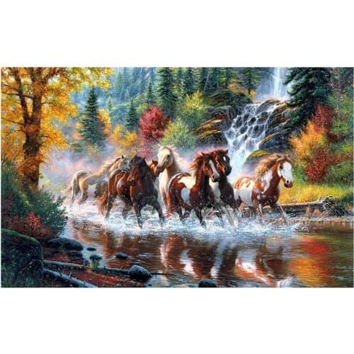 5D DIY Diamond Painting Cross Stitch Crafts Home Decor(Horses)