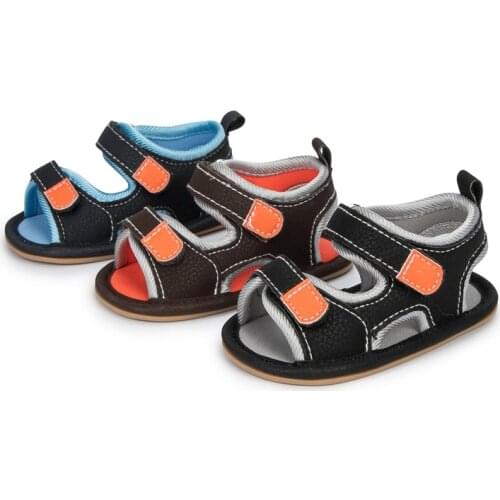 Infant Boy Girl Shoes Summer Sandals PU Anti-Slip Rubber Sole Flat Shoes Newborn First Walker Crib Shoes Baby Shoes 0-18month