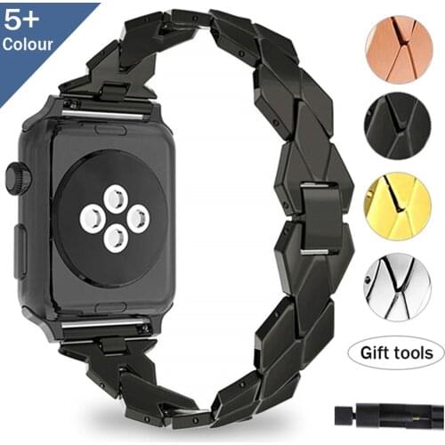 Women Stainless Steel Band for IWatch 6/5/4/3/2 Luxury Metal Wristband for Apple watch 38/40/42/44MM Bracelet Band Accessories