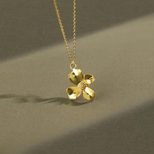 YPAY 100% Authentic 925 Sterling Silver FlowerPendant Ncklaces for Women Korea INS Link Chain Necklace Fine Party Jewelry YMN209