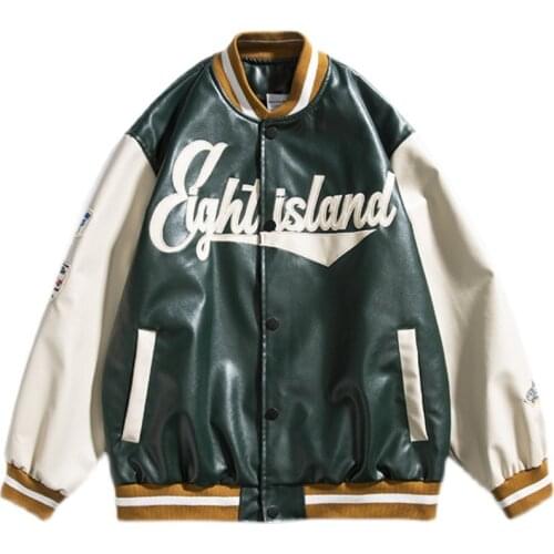 Spring&Autumn Embroid Biker Motorcycle Leather Baseball Jacket Uniform Womens Coat Mens Jacket Bomber Unisex