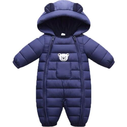 OLEKID 2020 Autumn Winter Baby Girls Romper Hooded Thick Cartoon Ear Cotton Baby Boys Snowsuit Newborn Jumpsuit Toddler Overalls