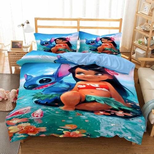 Disney Cartoon Lilo & Stitch Bedding Sets Luxury Disney Duvet Cover Set Home Textiles Kids Children Teen Bedspread Bedroom Decor