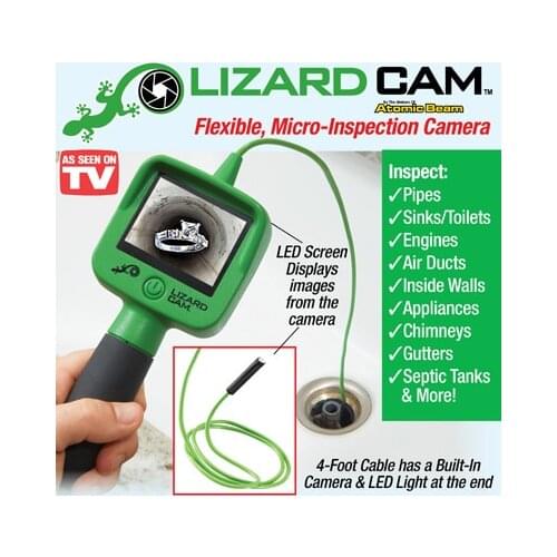 DROPHIP New Hot Flexible Waterproof Lizard Micro-Inspection Camera Hand Held Monitor With LED Cam Light 2.4" Color LCD Screen