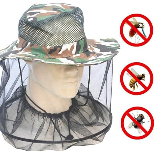 Camouflage Outdoor Anti-insect Hat Fishing Camping Anti Mosquito Mesh Hat Face Protective Cap Fishing Caps Beekeeping Tool
