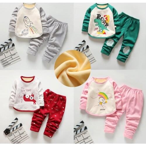 Kids clothes set winter suit fleece warm girls clothing new year costume for boy toddler girl clothes