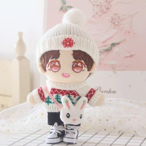 20cm DIY Doll Baby Clothes Cute Sweater Plush Hat Doll Body-Shape Childrens Gifts Birthday Present Plush Toy Accessories