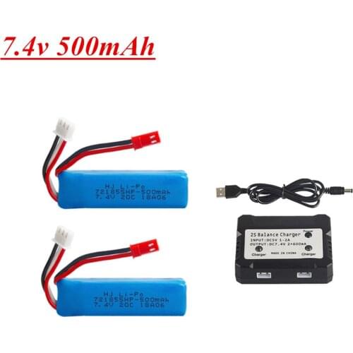 7.4V 500mAh Lipo Battery with Charger for WLtoys A202 A212 A222 A232 A242 A252 4WD Remote control toy Car