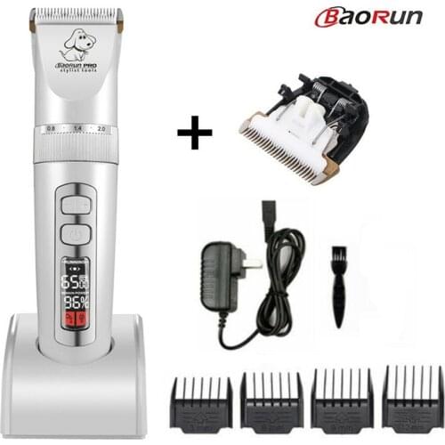 Baorun P9 Clipper Dogs Professional LCD Screen Pet Cat Clippers Electrical Grooming Trimmer Rechargeable Haircut Machine blades
