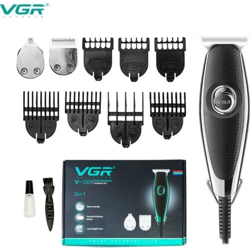 VGR V-099 Professional Man hair Trimmer 3 in 1 Wired Integrated Electric Hair Clipper Barber 3 cutter head hair Cutting Machine