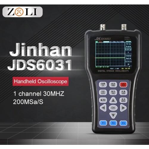 New Hand-held Oscilloscope Digital Oscilloscope 1 channel 30MHZ 200MSa/S with Portable USB Charger Probe Cable Jinhan JDS6031