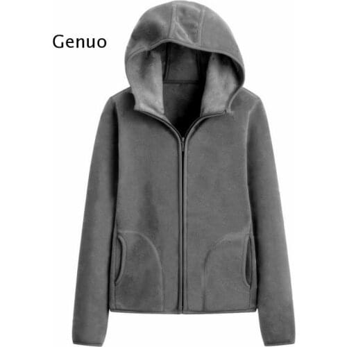 Fall/winter Polar Fleece Jacket Womens Hoodie Thick Double-Sided Fleece Top To Keep Warm Slim Zipper Fleece Loose Sweater