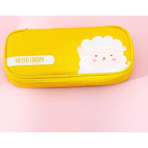 Kawaii Cartoon Large Capacity Canvas Pencil Case Storage Pencilcase School Office Supply Stationery Woman Cosmetic Makeup Bag