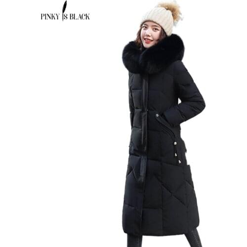 PinkyIsBlack 2020 New Winter Coat Womens Jacket Casual Long Parka Fur Hooded Winter Jacket Women Down Cotton Padded Jacket Coat