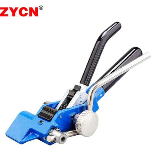 Stainless Steel Cable Tie Gun Zip Tie Plier BundleTool Tensioning Trigger Action Cable Gun with Cutter for Width 4.6-25mm Blue