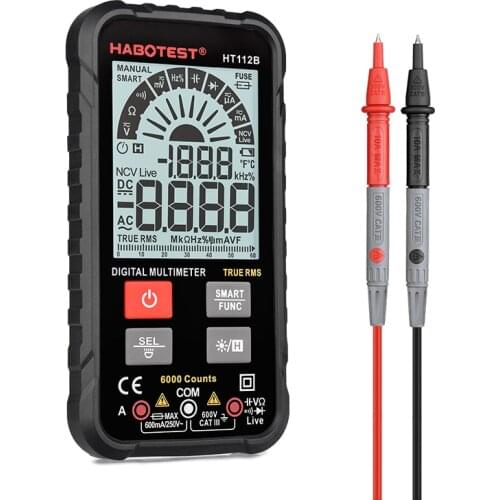 Professional Digital Multimeter Tester Mini Battery Tester Ultra-Portable DC AC Voltage Detector Meter Capacitance NCV Ohm Hz