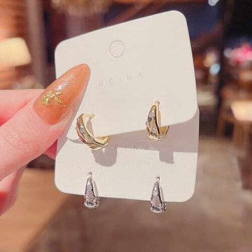 S925 Silver Geometric Water Drop Circle Diamonds Earrings for Women Gold Silver Color Ear Buckle Earring Ear Hoops Fine Jewelry