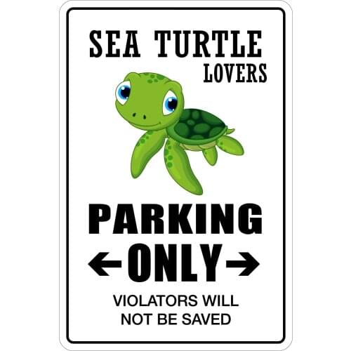 StickerPirate Sea Turtle Lovers Parking Only 8" x 12" Metal Novelty Sign Aluminum NS 18