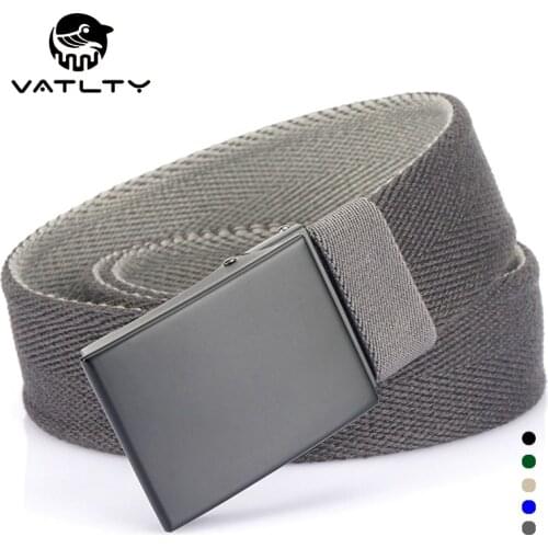 VATLTY 2021 Double-sided Canvas Belt For Men Hard Alloy Buckle Strong Soft Natural Canvas Breathable Comfortable Jeans Belt Male