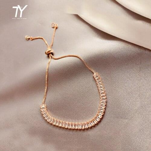 New Shiny Zircon Geometric Pull-Out Gold Bracelet For Woman South Korea Fashion Gothic Jewelry Party Girls Sexy Luxury Bracelet