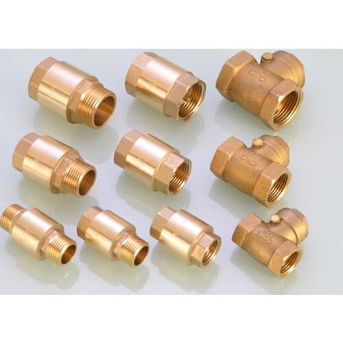 High quality DN15/DN20/DN25 1/2 3/4 1 inch brass In-Line spring vertical check valve for Water meter female male one way valve