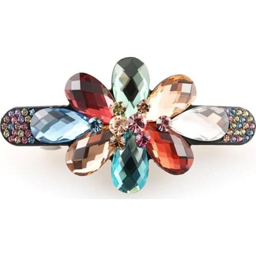 Vintage Crystal Hair Barrette for Women Lady Beauty Hair Accessory Clip Jewelry - Flower Hair Ornament for Womens Tiara Braids