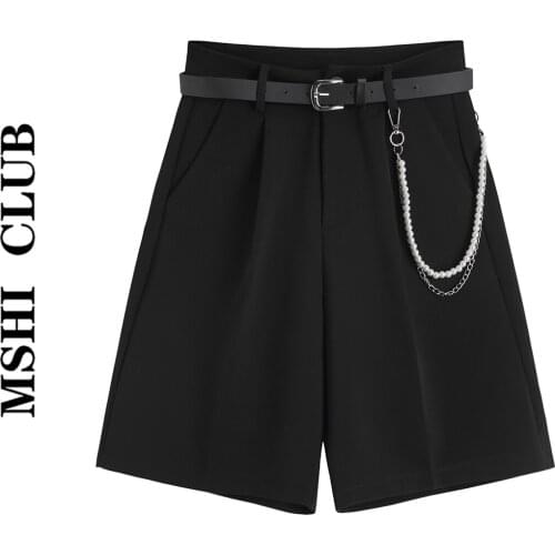 Womens Shorts MSHI CLUB Suit Female Summer Wide wide-legged Pants Port Of Atmosphere Quality Leisure Pants With Waist Chain