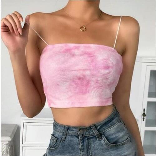 New Women Crop tops Sleeveless Tie Dye Streetwear Outfits Camis Tank Sleeveless Strapless Tops Fashion New Blouses