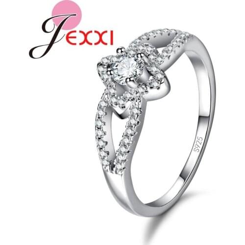 Fashion Trendy Band Jewelry For Women CZ Crystal 925 Sterling Silver Engagement Wedding Finger Rings New Arrival