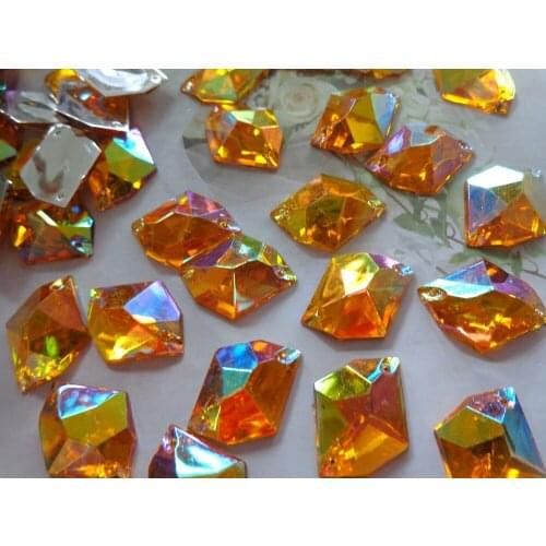 ZBROH Golden AB colour crystal sew on rhinestones 21*16mm cosmic shape flatback accessory gemstone strass 100pcs
