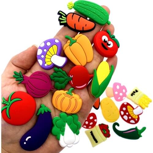 10PCS Cartoon Vegetables Icon PVC Flat Back Accessories Tomato Crafts Components For DIY Scrapbook Phone Case Jewelry