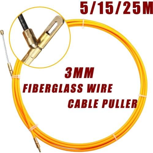 3mm 25m/15m/5m Durable Fiberglass Electric Guide Device Cable Push Pullers Duct Rodder Fish Tape Wire Wiring Accessories