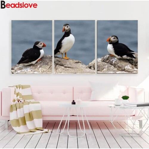 3 pcs three birds Full square round diamond painting diamond embroidery 5D rhinestone mosaic modern Art