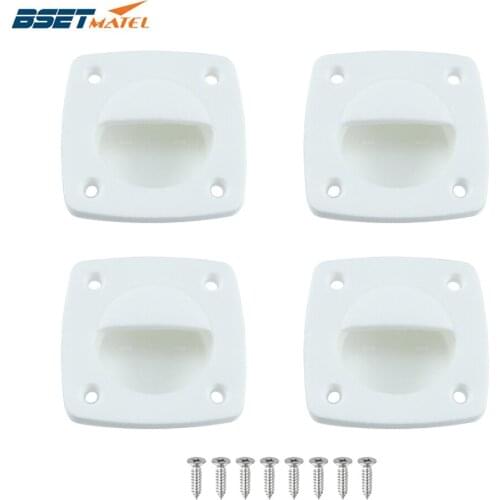4PCS White Nylon Recessed Flush Sliding Door Handle Pull Square Hatch Pull Handle Motorboat Marine Boat Yacht Cabin Accesories
