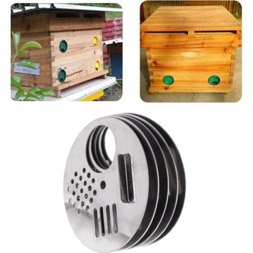 5Pcs Bee Box Door Cage Stainless Steel Round Hive Hole Beekeeping Nest Equipment