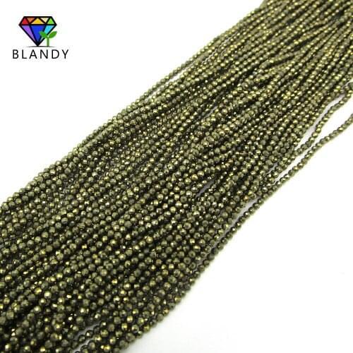 40CM per String 2.5mm Round Faceted Cut Natural Marcasite Stone Pyrite Beads For DIY Jewelry