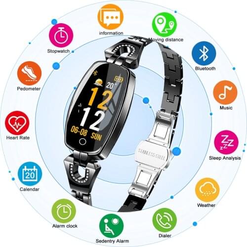 CHENXI 2021 New H8 Luxury Ladies Bluetooth Watches For Android IOS Fitness Bracelet Smartwatch Waterproof Heart Rate Monitoring