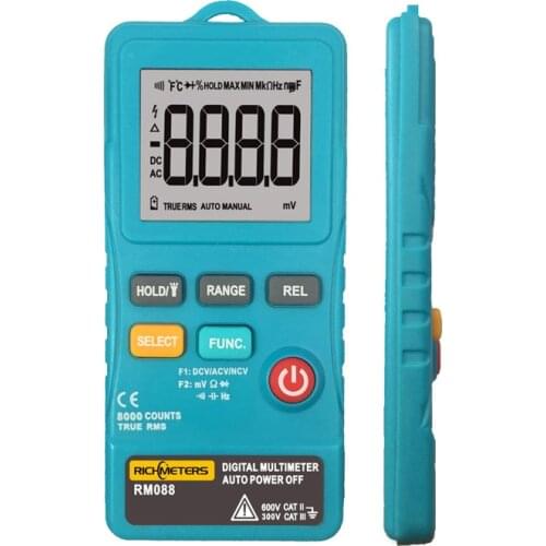 RM088Extra Mini Digital Multimeter 8000 counts Line Frequency True-RMS Flash light AC/DC Voltage Ohm with buzzer
