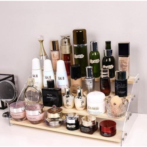 Wood Acrylic Cosmetics Storage Rack Detachable Cartoon Character Ladder Frame Holder Toy Car Model Purse Perfume Display Stand