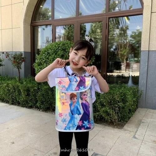 Disney Frozen Elsa Women Candy Color Bag Korean Clear Transparent Backpack School Bags for Teenage Girls PC Jelly Backpacks