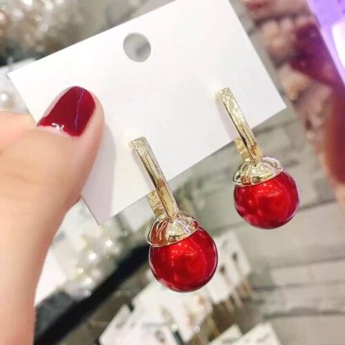 Statement Geometric Big Pearl Earrings For Women 2020 New Trends Jewelry Personality Red White Brincos Wholesale