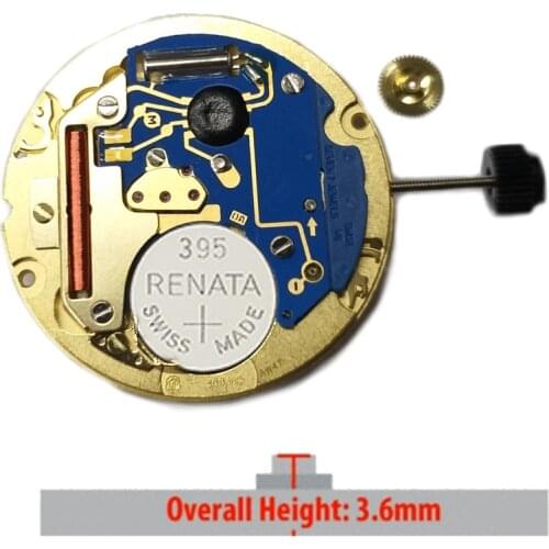 ETA 3 Hand Quartz Watch Movement 955.112 Date At 3:00 Overall Height 3.9mm
