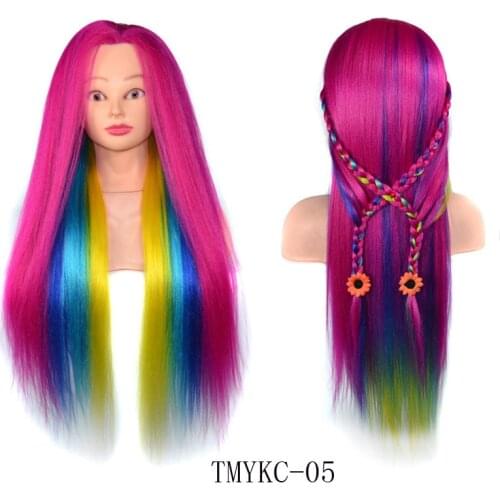 Mannequin Head 60cm Yaki Synthetic Hair Hairstyles Female Model Hairdressing Styling Training Head For Hairdresse