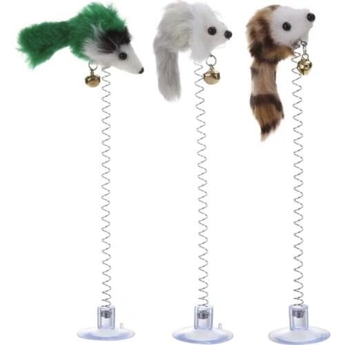 1/3Pcs Cat Toys Elastic Feather False Mouse Mini Funny Pet Cat Scratch Toys Bottom Sucker Toys for Cat Kitten Playing Toys