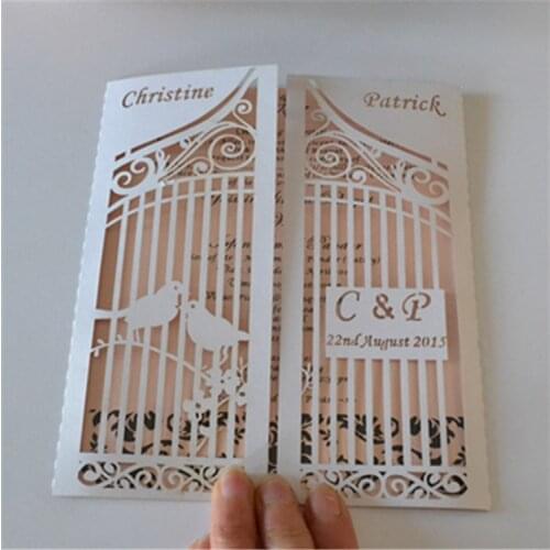 Creative cage love bird laser cut wedding decoration invitations cards