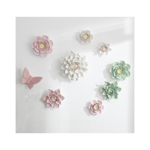 Creative ceramic flowers, magnolia, lotus, and other world famous flowers, wall three-dimensional decorations, beautiful flowers