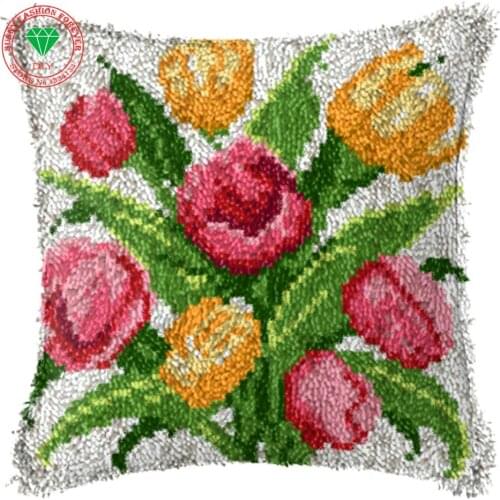 Lily Latch hook rug kits Needlework carpet embroidery cushion Diy pillowcase embroidery Patchwork Yarn Stitch Wool for felting
