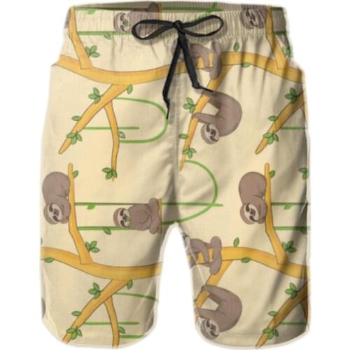 Mens Swim Trunks Colored-Sloth Swimtrunks Swimwear Water Resistant Surfing Summer Beach Shorts with Pockets