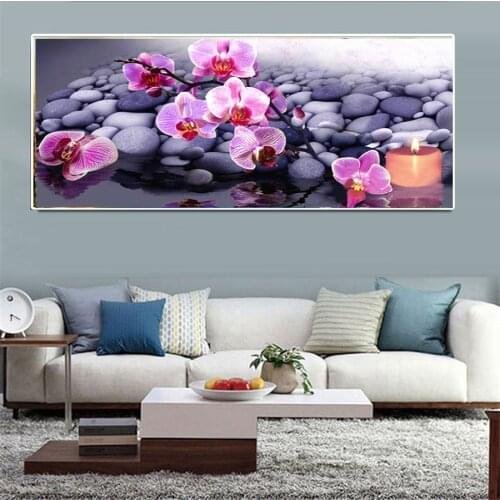 New AB diamond embroidery landscape orchid moon stone candle 5d DIY diamond painting flower mosaic rhinestone home decoration